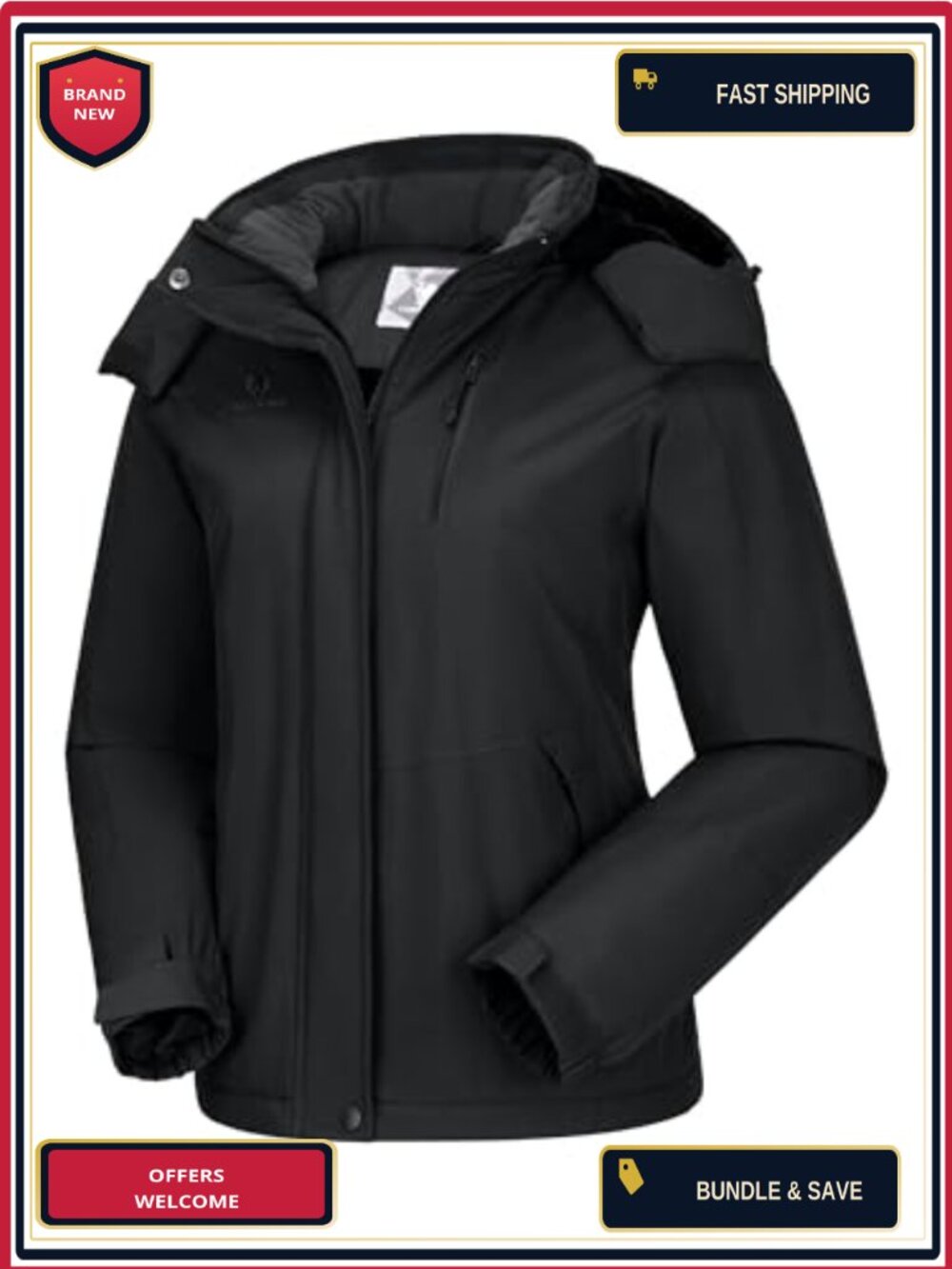Women's Waterproof Ski Snowboard Jacket Fleece Lined Windproof Insulated Hooded